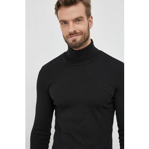 Bavlnené tričko s dlhým rukávom Marc O'Polo čierna farba, jednofarebné vyobraziť