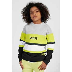Detská bavlnená mikina Guess šedá farba, s potlačou vyobraziť