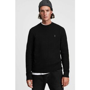 Vlnený sveter AllSaints pánsky, čierna farba, ľahký vyobraziť