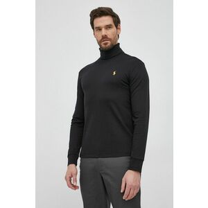 Bavlnené tričko s dlhým rukávom Polo Ralph Lauren čierna farba, jednofarebné vyobraziť
