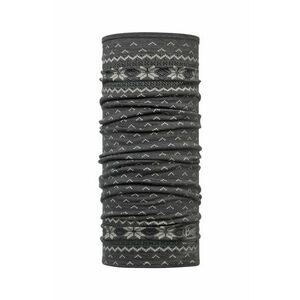 Vlnený šál komín Buff šedá farba, vzorovaný vyobraziť