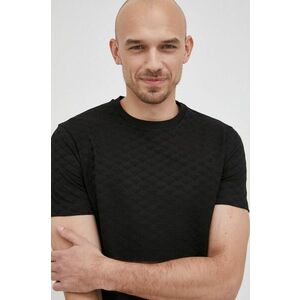 Bavlnené tričko Emporio Armani čierna farba, vzorované vyobraziť