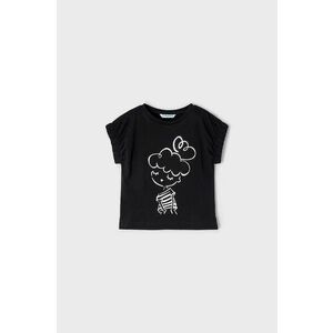 Detské bavlnené tričko Mayoral čierna farba, vyobraziť