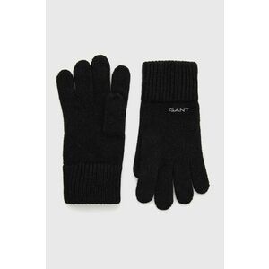 Vlnené rukavice Gant pánske, čierna farba vyobraziť