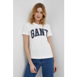 Bavlnené tričko Gant biela farba, vyobraziť