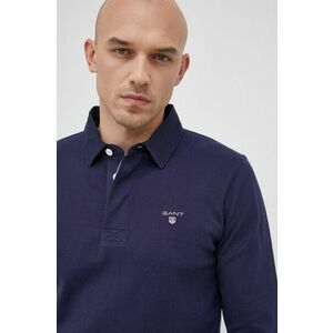 Bavlnené tričko s dlhým rukávom Gant tmavomodrá farba, jednofarebné vyobraziť