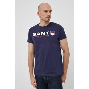 Bavlnené tričko Gant tmavomodrá farba, s potlačou vyobraziť
