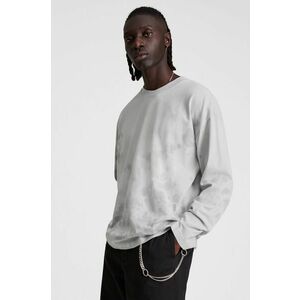 Bavlnené tričko s dlhým rukávom AllSaints šedá farba, jednofarebné vyobraziť