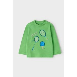 Detská bavlnená košeľa s dlhým rukávom Mayoral zelená farba, s potlačou vyobraziť