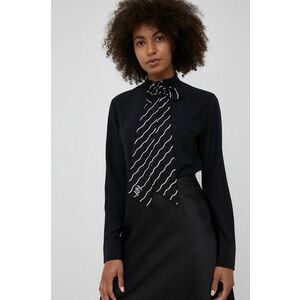 Košeľa Lauren Ralph Lauren dámska, čierna farba, regular, so stojačikom vyobraziť