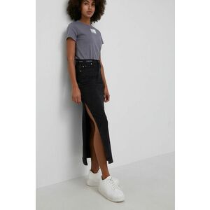 Sukňa Calvin Klein Jeans čierna farba, midi, rovná vyobraziť