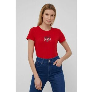 Tričko Tommy Jeans dámske, červená farba, vyobraziť