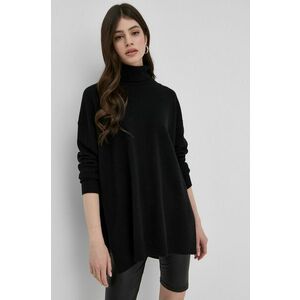 Kašmírový sveter AllSaints dámsky, čierna farba, ľahký, s rolákom vyobraziť