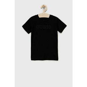 Detské tričko Guess čierna farba, s nášivkou vyobraziť
