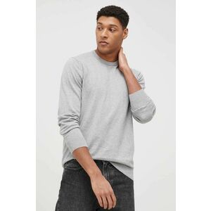 Bavlnený sveter Wrangler pánsky, šedá farba, ľahký, vyobraziť