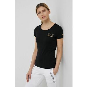 Tričko EA7 Emporio Armani dámske, čierna farba, vyobraziť
