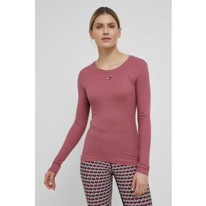 Tričko s dlhým rukávom Tommy Hilfiger dámsky, ružová farba, vyobraziť