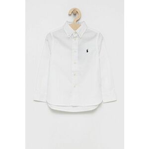 Detská bavlnená košeľa Polo Ralph Lauren biela farba vyobraziť