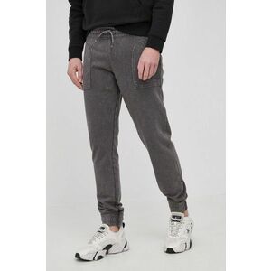 Bavlnené nohavice Guess pánske, šedá farba, vzorované vyobraziť