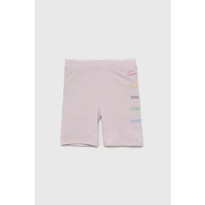 Detské krátke nohavice Guess fialová farba, s potlačou, vyobraziť