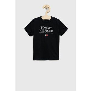 Detské bavlnené tričko Tommy Hilfiger tmavomodrá farba, s potlačou vyobraziť