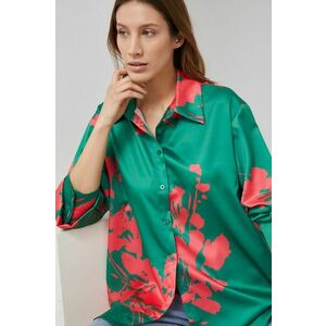 Košeľa Answear Lab dámska, zelená farba, regular, s klasickým golierom vyobraziť