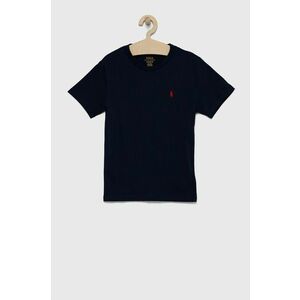 Detské bavlnené tričko Polo Ralph Lauren tmavomodrá farba, jednofarebné vyobraziť