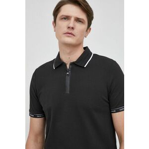 Polo tričko Calvin Klein pánsky, čierna farba, jednofarebné vyobraziť