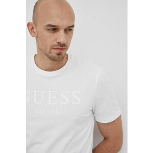 Tričko Guess pánske, biela farba, s nášivkou vyobraziť