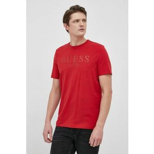 Tričko Guess pánske, červená farba, s nášivkou vyobraziť