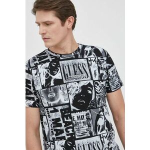 Bavlnené tričko Guess čierna farba, vzorované vyobraziť