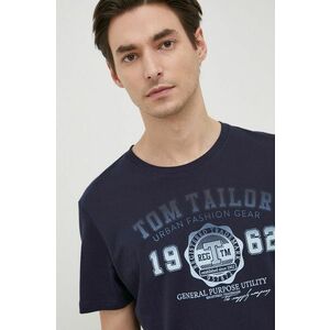 Bavlnené tričko Tom Tailor tmavomodrá farba, s potlačou vyobraziť
