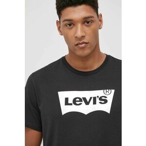 Bavlnené tričko Levi's čierna farba, jednofarebné vyobraziť