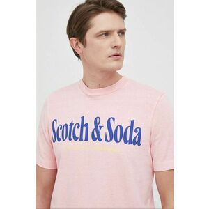 Bavlnené tričko Scotch & Soda ružová farba, s potlačou vyobraziť