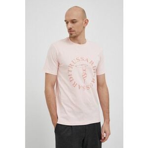 Bavlnené tričko Trussardi ružová farba, s potlačou vyobraziť