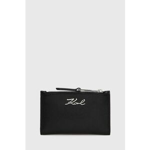 Kožená peňaženka Karl Lagerfeld dámska, čierna farba vyobraziť