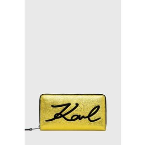 Kožená peňaženka Karl Lagerfeld dámska, žltá farba vyobraziť