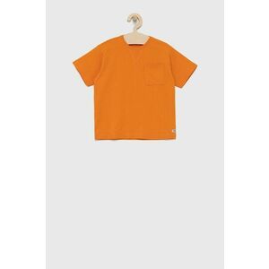 Detské bavlnené tričko United Colors of Benetton oranžová farba, jednofarebné vyobraziť