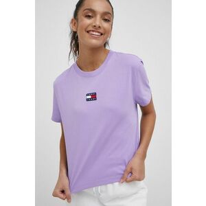Tričko Tommy Jeans dámske, fialová farba, vyobraziť