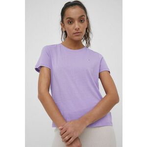 Bavlnené tričko Tommy Jeans fialová farba, vyobraziť