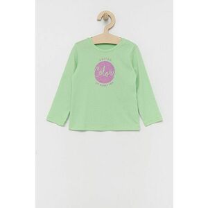 Detská bavlnená košeľa s dlhým rukávom United Colors of Benetton zelená farba, vyobraziť
