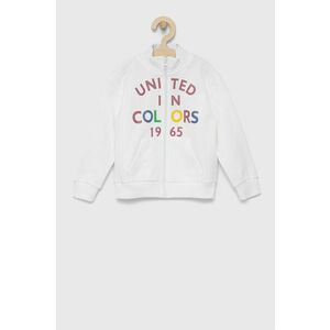 Detská bavlnená mikina United Colors of Benetton biela farba, s potlačou vyobraziť