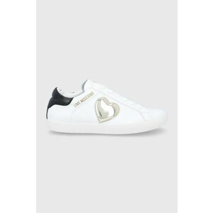 Topánky Love Moschino biela farba, na plochom podpätku vyobraziť