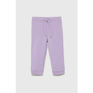 Detské bavlnené nohavice United Colors of Benetton fialová farba, jednofarebné vyobraziť