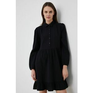 Bavlnené šaty United Colors of Benetton čierna farba, mini, áčkový strih vyobraziť