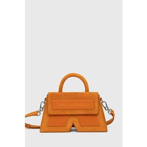 Semišová kabelka Karl Lagerfeld oranžová farba vyobraziť