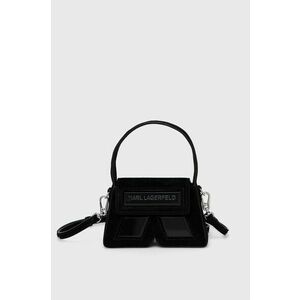 Semišová kabelka Karl Lagerfeld čierna farba vyobraziť