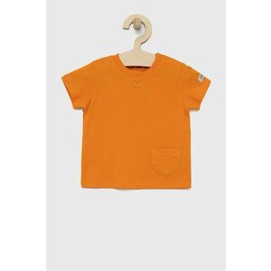 Detské bavlnené tričko United Colors of Benetton oranžová farba, jednofarebné vyobraziť