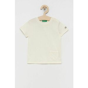 Detské bavlnené tričko United Colors of Benetton béžová farba, jednofarebné vyobraziť