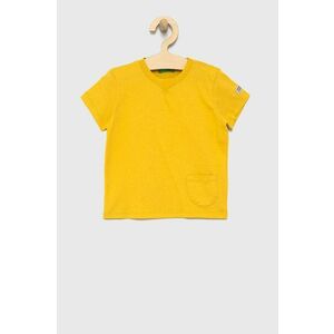 Detské bavlnené tričko United Colors of Benetton žltá farba, jednofarebné vyobraziť